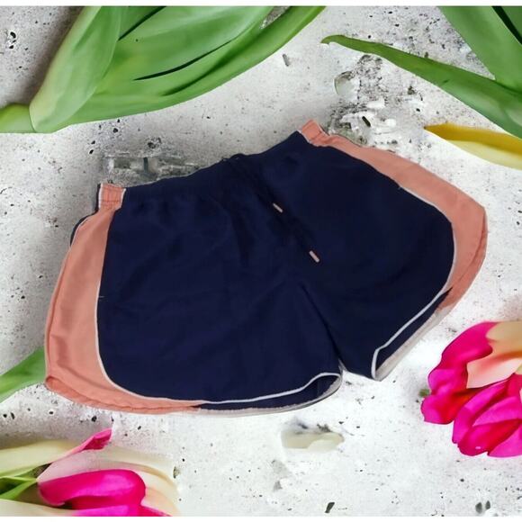 BCG Women's Athletic Shorts Navy Blue Pink White Drawstring Pockets Size Small - Picture 1 of 9